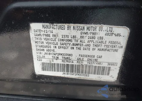 2015 Infiniti Q50 Premium/Sport z USA, uszkodzony, nr VIN JN1BV7AP2FM337093